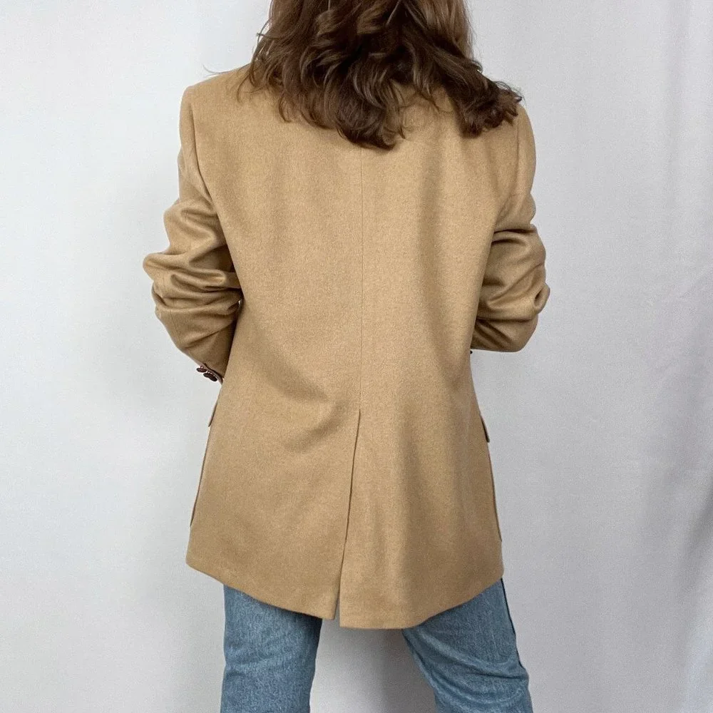 Vintage 100% Camel Hair Union Made Oversized Long Blazer Jacket Coat Preppy USA - Picture 4 of 11